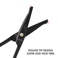 LIVINGO 9CM Premium Nose Hair Scissors, Curved Safety Blades with Rounded Tip for Trimming Small Details Facial Hair, Ear Hair, Eyebrow (Black)
