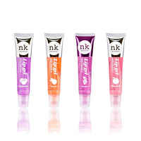 NK lip gloss gel 15ml Vitamin E, Shiny, Nourishes, Buleberry, Peach, Grape and Grapefruit flavoured by Nicka K (Multi Pack Of 4).
