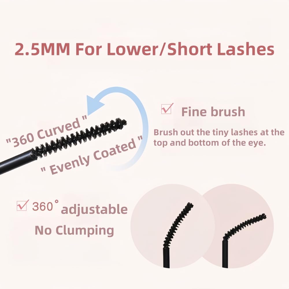 MAYEON Waterproof Mascara for Fine Short Eyelash and lower eyelash, Black Mascara with Ultra Fine Brush, Thickening, No clumping, Smudge-proof and Long Lasting, Lightweight