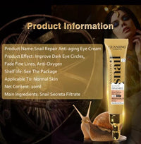 Snail Eye Cream Snail Wrinkle Remover Anti Puffiness Moisturizing Snail Intense Repairing Eye Cream