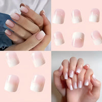 ruitao 24PCS Salon Acrylic French Nude Collection, Graceful, Medium Length Nude Fake Nails, Includes 24 False Nails, Nail Glue, Nail File, and Manicure Stick