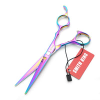 Smith King 6.0 inch hair scissors set hair cutting scissors & thinning scissors with razor&comb in 1 set (Rainbow)