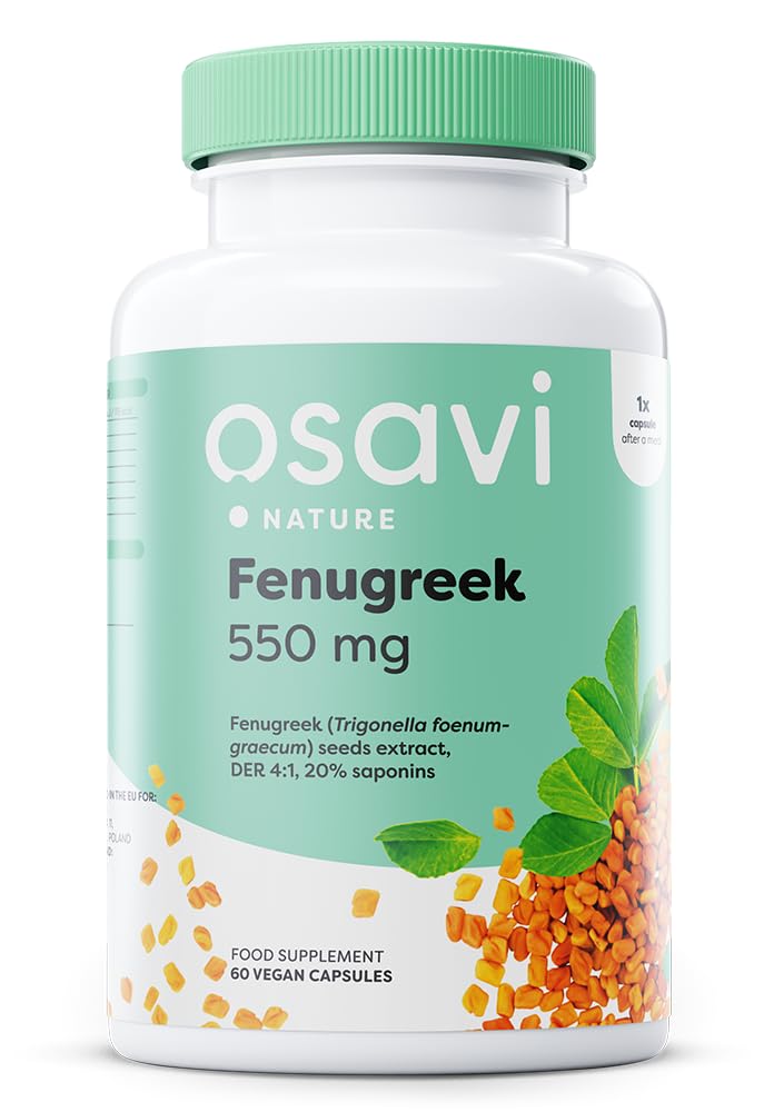 OSAVI Osavi Fenugreek 550 mg – 60 Vegan Capsules | Standardized Fenugreek Seed Extract for Healthy Blood Glucose Levels | Supports Normal Blood Sugar Regulation