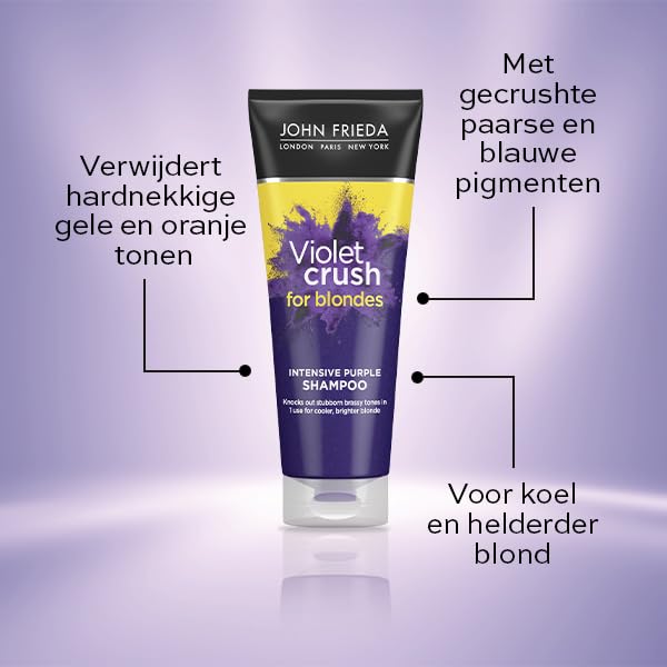 John Frieda Violet Crush Intensive Purple Shampoo, for Brassy Blonde Hair 250 ml, Toning