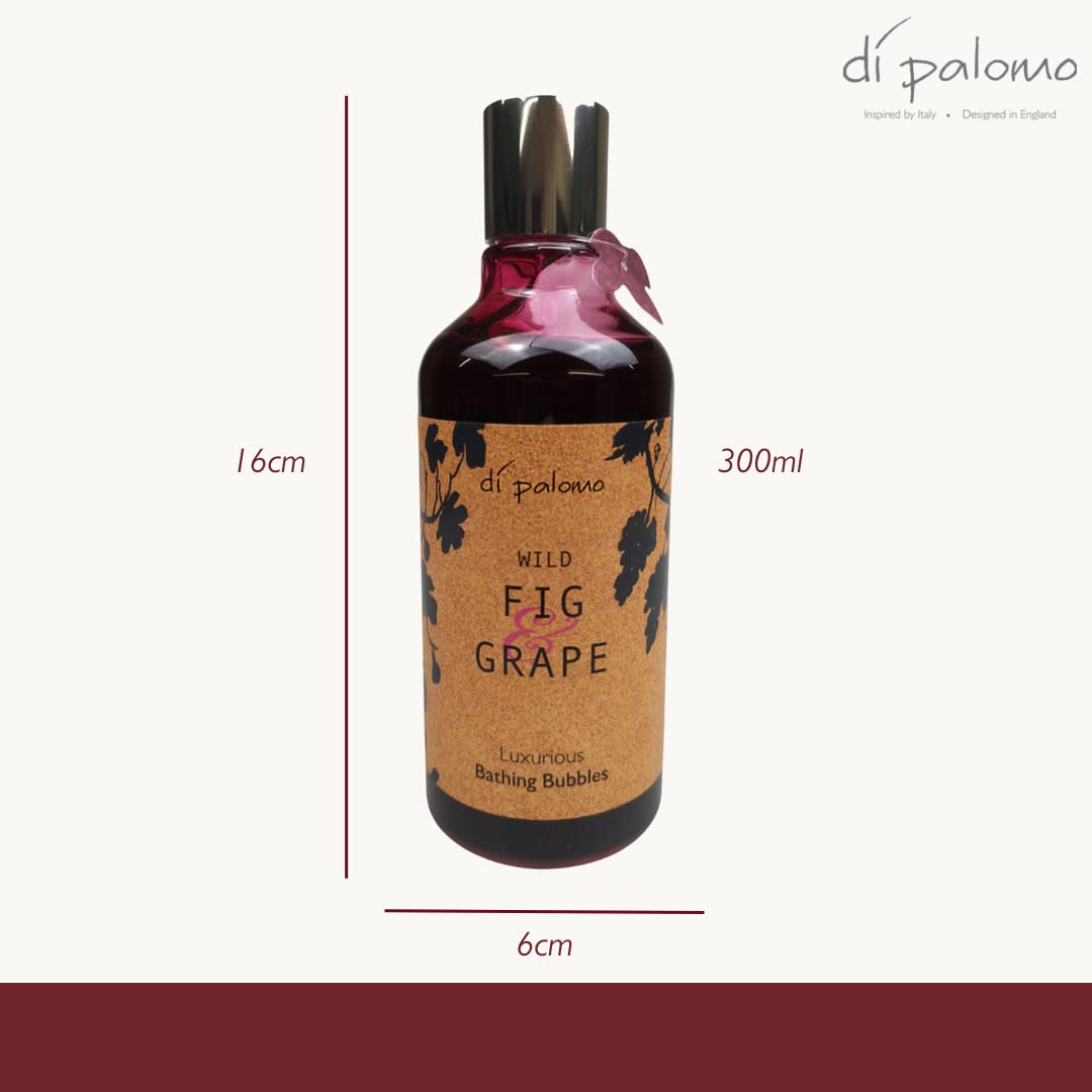Di Palomo Vegan Wild Fig & Grape Luxury Bathing Bubbles 300ml. Foaming Bubble Bath. Luxury Shower Gel & Body Wash with Nourishing Skin Care. Bath Foam Gifts for Her. Vegan Relaxation Gifts for Women.