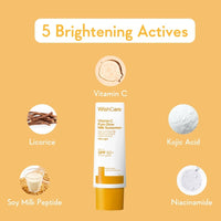 WishCare Vitamin C Pure Glow Milk Sunscreen SPF 50 PA++++ for Glowing Skin - Broad Spectrum Light Weight Sunscreen SPF 50 for Dry Skin & Oily Skin 50g