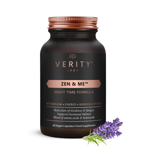 Zen & Me | Sleep and Stress Aid Supplement with Ashwagandha, Lavender, Vitamin B6, Magnesium, Chamomile | 60 Vegan Capsules | Natural Ingredients by Verity Labs
