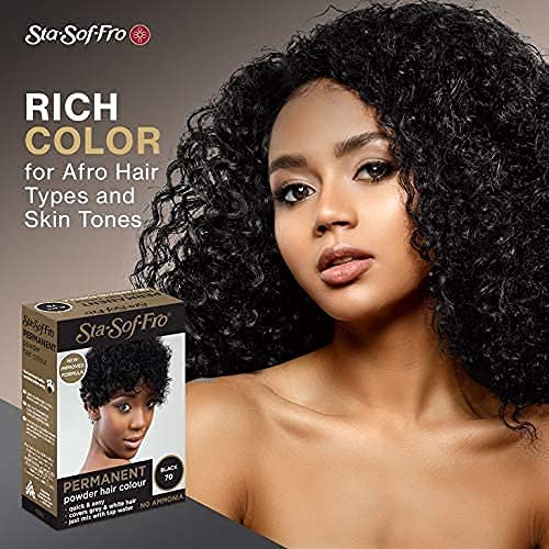 Sta-Sof-Fro Permanent Hair Color Powder Covers Grey & White Hair - Black (Pack of 3)