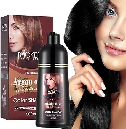 Natural Organic Coconut Oil/Argan Oil Essence Hair Color Shampoo,3in1 (Dark Brown 02)