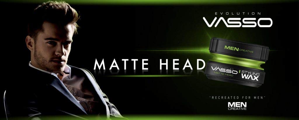 Vasso Matte Head Hair styling Wax Mattelook 2 PCS OFFER, GREEN, 300 millilitre, 150