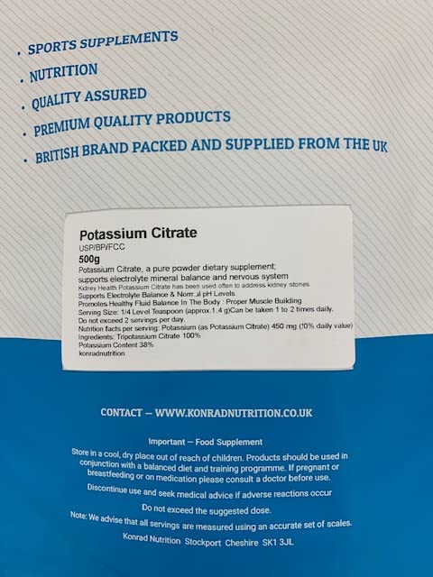 Konrad Nutrition Potassium Citrate Powder 500g K-Nutrition