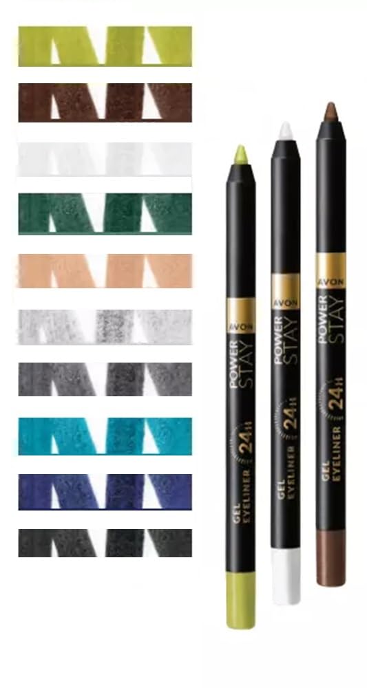 2 x Avon Powerstay Power Stay Creamy Big Gel Paint Pencil Liner Eyeliner (Black)