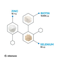 Vitamaze - amazing life Biotin Hair Growth 480 Tablets (+1 Year Supply) with Selenium + Zinc. Biotin 10.000mcg for Hair Growth, Skin and Nails Nourishment, Vegan Small Tablets, German Quality, Vitamaze®