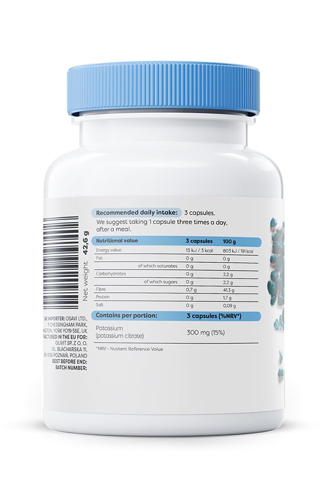 OSAVI Osavi Potassium 300mg – 90 Vegan Capsules | Highly Absorbable Potassium Citrate for Nervous System, Muscle Function, and Blood Pressure Support | Clean Label, Vegan Friendly