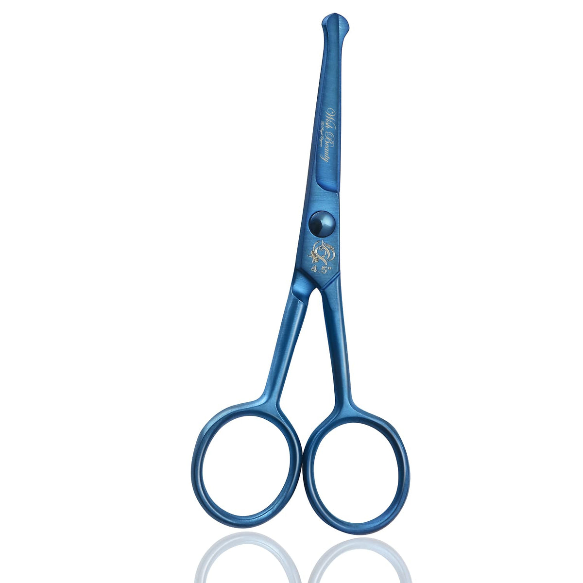 wish beauty,the royal elegance wishbeauty Kids Safety Round Tip & Curved Hair Scissors - Professional Salon Barber Scissors for Baby (Blue, 4.5")