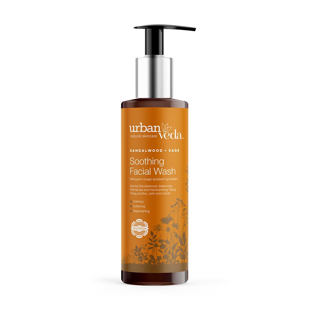 Urban Veda Soothing Facial Wash |Daily Simple Face Wash | Sandalwood & Rose Water| Sensitive Skin Face Wash for Women & Men | Face Cleanser for Dry & Sensitive Skin | 150 ml