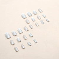 Clataly 24 Pcs Square Nail Silver Glitter Powder Fake Nails Press on False Nails Daily Wear Artificial Nails for Women and Girls