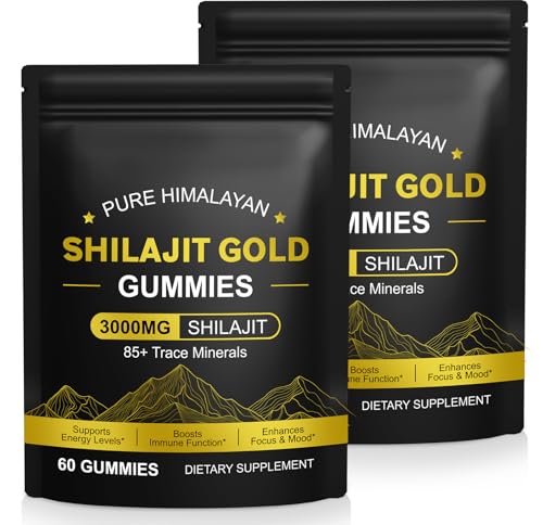 BAOXIAOBEN Shilajit Gummies for Men & Women, 3000mg Gold Shilajit Pure Himalayan Gummy, Supports Energy & Boost Immune, Enhances Focus, Vegan & Gluten Free (120 Gummies)