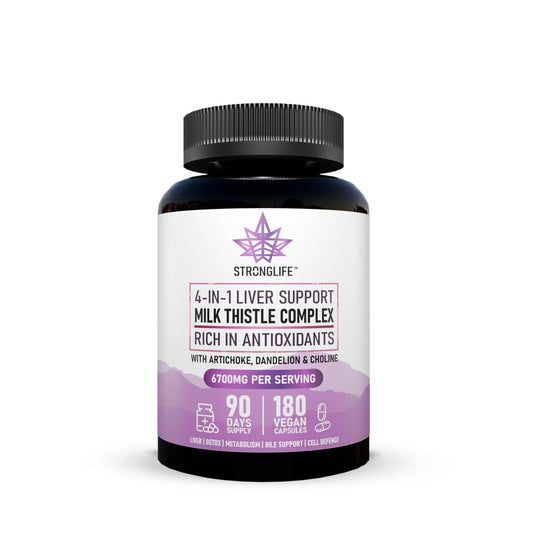 Stronglife Milk Thistle Complex Capsules – 6000mg Silymarin Extract with Artichoke, Dandelion & Choline – Liver & Detox Support for Men & Women – 180 Capsules – 90 Day Supply