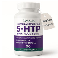MACOAA 5-HTP Supplement, 4000mg High Strength, 99% Purity 5HTP Griffonia Seed Extract Complex with Magnesium Bisglycinate and L-Theanine, Sleep and Mood Support, 90 Capsules | 3 Month Supply