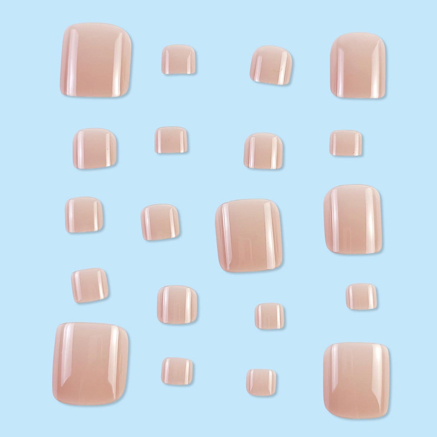 DMQ Nude Pink Fake Toe Nails, 24PCS Nude Short Square French False Toenails,Removable Reusable Artificial Nails,Full Cover Acrylic Toe Nail Art Tips for Women (Nude Pink, One Size)
