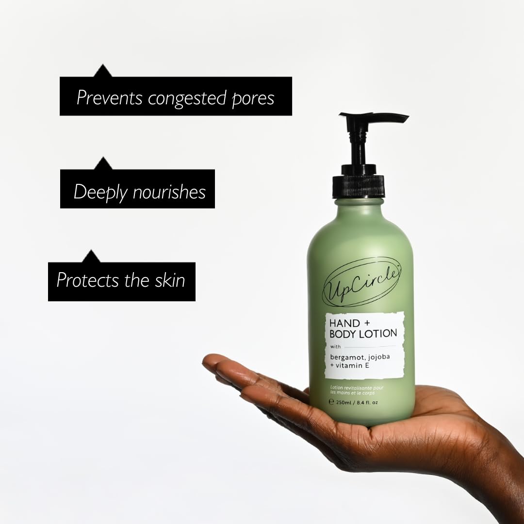 UPCIRCLE Hand + Body Lotion with Bergamot Water 250ml - For Nourishing + Repairing - Glycerin + Jojoba - Natural, Vegan + Cruelty Free