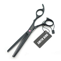 Smith King 7.0 inch Hair Scissors Set with Razor Combs in 1 Set (Black)