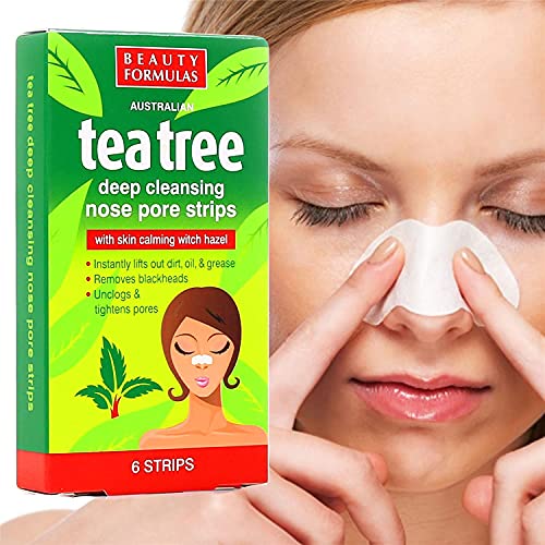 Beauty Formulas 24x Australian Tea Tree & Witch Hazel Nose Strips | Removes Blackheads, Unclogs & Tightens Pores