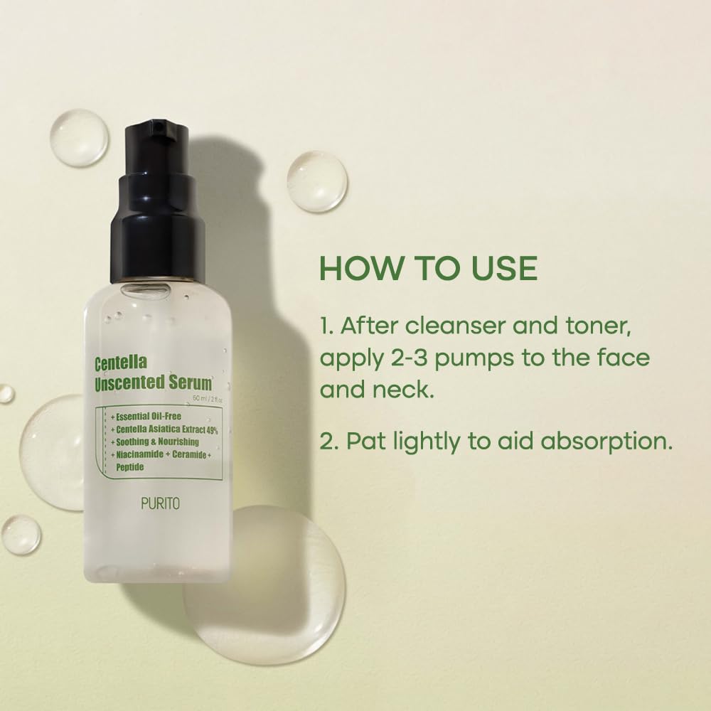 PURITO 60ml/ 2 fl.oz Unscented Serum for face, Recovery facial, Calming soothing, Centella Asiatica