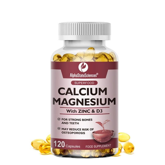 AlphaStateSciences: Advanced High-Strength Calcium-Magnesium Matrix with Zinc & Vitamin D3 - Immune Support, Enhanced Absorption, Bone Support, Muscle Relaxation & Stress Relief - 2Month Supply