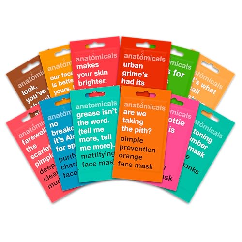 anatomicals Anatomicals Face Masks Mega Pack - Rejuvenating, Hydrating, Skin Boost, Refined Pores, Reduces Inflammation & Puffiness Face Masks - Pack of 12