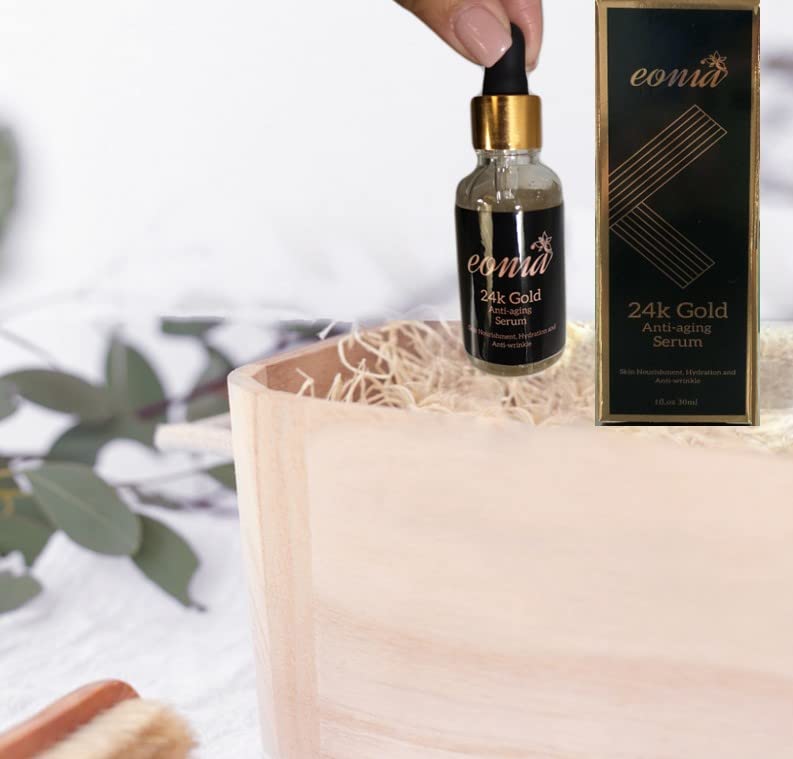 Eonia, 24K Gold Serum Moisturizing Essence, 99% Pure Gold Anti-aging Essence, Nourishing Anti-Aging Gold Serums for Face Skin Anti-Aging Skin Repair Moisture Firming Lifting Skin