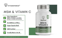 MSM & Vitamin C 600mg – Joint Support & Collagen Booster – 120 Vegan Capsules – UK Made – Vitadefence
