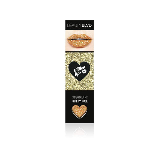BEAUTYBLVD Glitter Lips, Cruelty Free Lip Kit - Guilty Rose