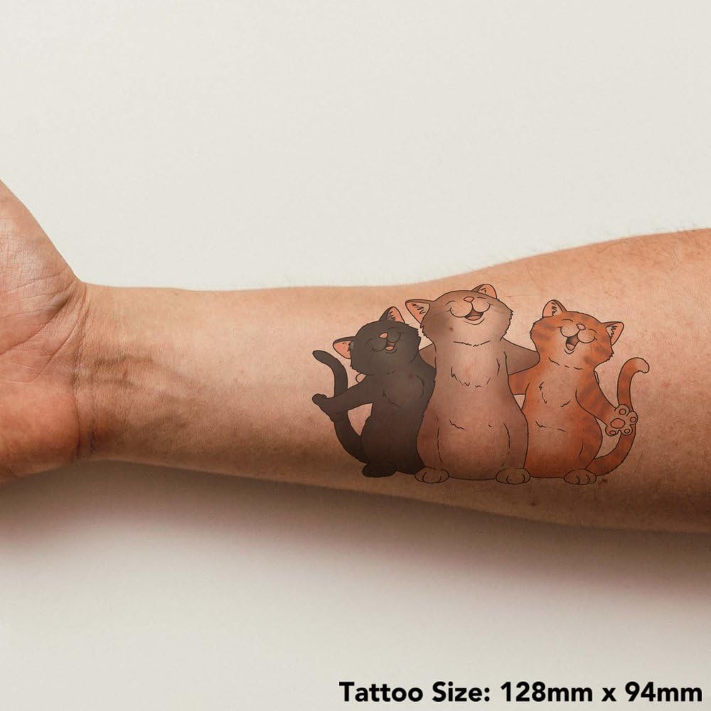 Azeeda 'Singing Cat Trio' Temporary Tattoo - Water Resistant, Skin-Safe, Non-Toxic Transfer (TO00076953)