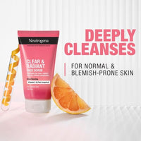 Neutrogena Clear & Radiant Face Scrub, Pack of 3 x 150ml, Glow Boosting with Vitamin C & Pink Grapefruit, Oil-Free, Exfoliates for Clear, Refined Skin