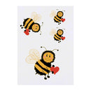4 x 'Cartoon Bee' Temporary Tattoos - Water Resistant, Skin-Safe, Non-Toxic Transfers, Mixed Sizes (TO00058794)