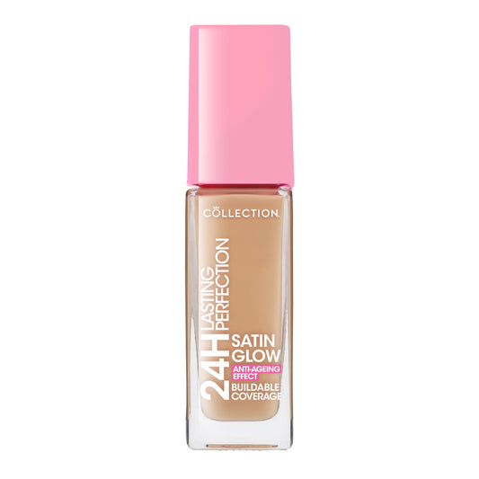 Collection Cosmetics Lasting Perfection Satin Foundation, Full Coverage, Anti-Ageing Effect, 24 Hour Wear, Contains Hyaluronic Acid, 27ml, Buttermilk Neutral