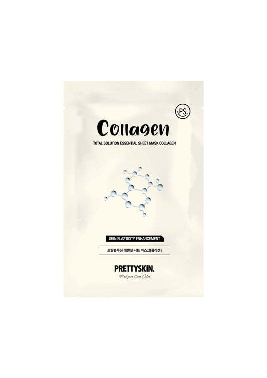 Pretty Skin Total Solution Essential Sheet Peel Off Face Mask - Collagen - Moisturising for Healthier Skin Improved Elasticity - 23g
