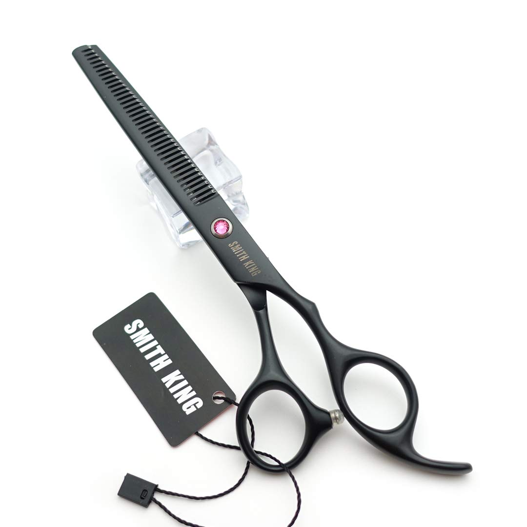 Smith King 7.0 inch Hair Scissors Set with Razor Combs in 1 Set (Black)