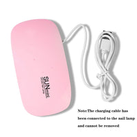 BAQI Mini UV LED Nail Lamp, Portable 6W USB Nail Dryer, Polish Curing LED Manicure Tool, Gel Light Mouse Shape Pocket Nail Art Tool for Home and Salon Use, Pink