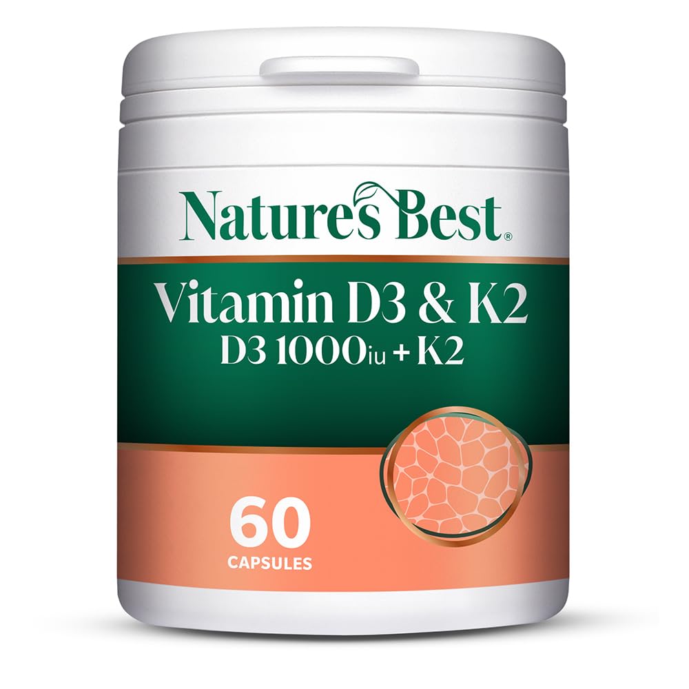 NATURE'S BEST Nature's Best Bone & Immune Boost - High Strength Vitamin D3 1000iu & K2 90µg - Optimal Support for Bones, Teeth, and Immune Function - UK Made - 60 Capsules (2 Months' Supply)