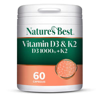 NATURE'S BEST Nature's Best Bone & Immune Boost - High Strength Vitamin D3 1000iu & K2 90µg - Optimal Support for Bones, Teeth, and Immune Function - UK Made - 60 Capsules (2 Months' Supply)