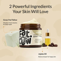 Fat Cow Skincare Beef Tallow Skin Care, Beef Tallow Moisturiser, Grass Fed & Whipped, Enriched with Jojoba Oil for Skin Hydration and Sensitive Skin, Eczema Relief, 120ml Unscented