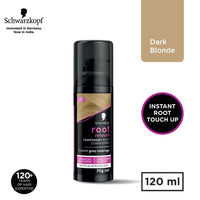 Schwarzkopf Root Retouch, Vegan, Temporary Dye Instant Blonde Hair Root Concealer, Grey Coverage, 40 Applications, 1 Wash, Dark Blonde, 120ml,