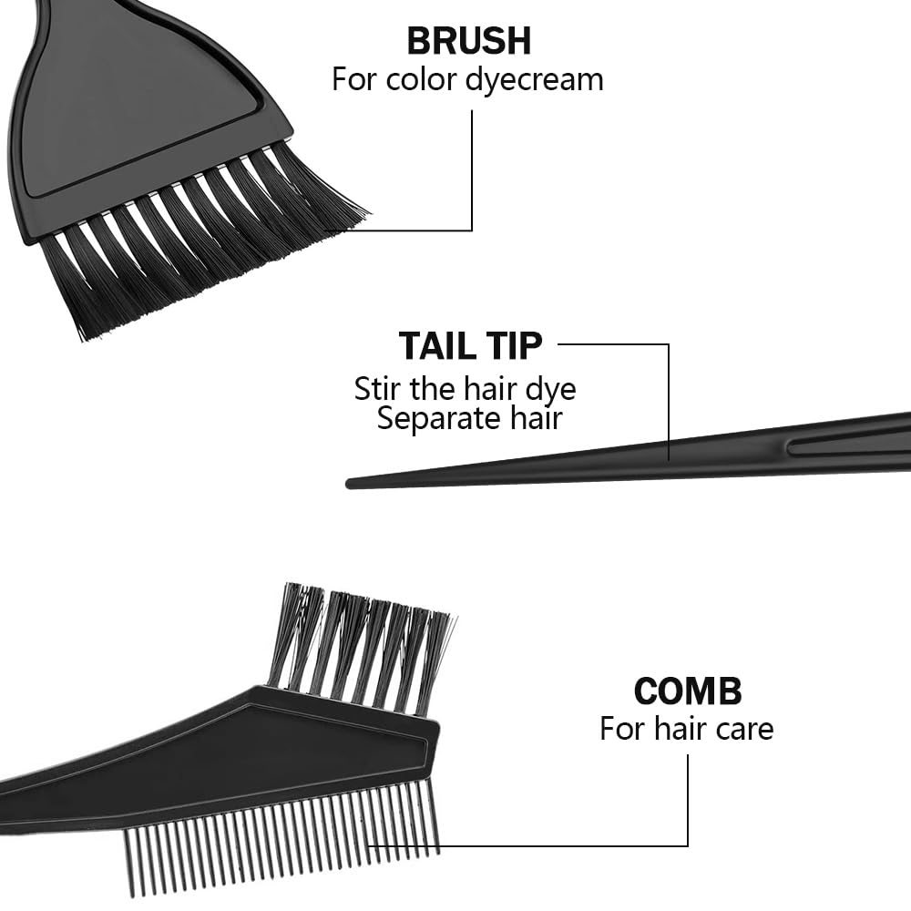 GAOHUI 4 Pcs Hair Coloring Brushes, Hair Dye Kit, Double Sided Hair Dying Brushes Tint Comb Set, DIY Salon Hair Dye Brush and Bowl Set with Hair Dying Mixing Bowl