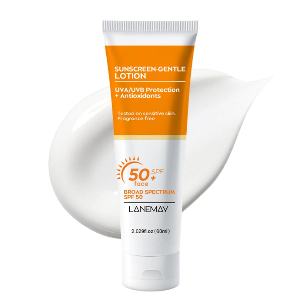 Sunscreen SPF 50+ Lightweight & Hydrating, Sun Cream Water-Resistant, SPF 50 Face Moisturiser Long-lasting Effect, Suncream Factor 50 Gentle Lotion No White Cast for All Skin Types