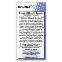 HealthAid Omega 3 750 mg - 60 Capsules, (Pack of 1)