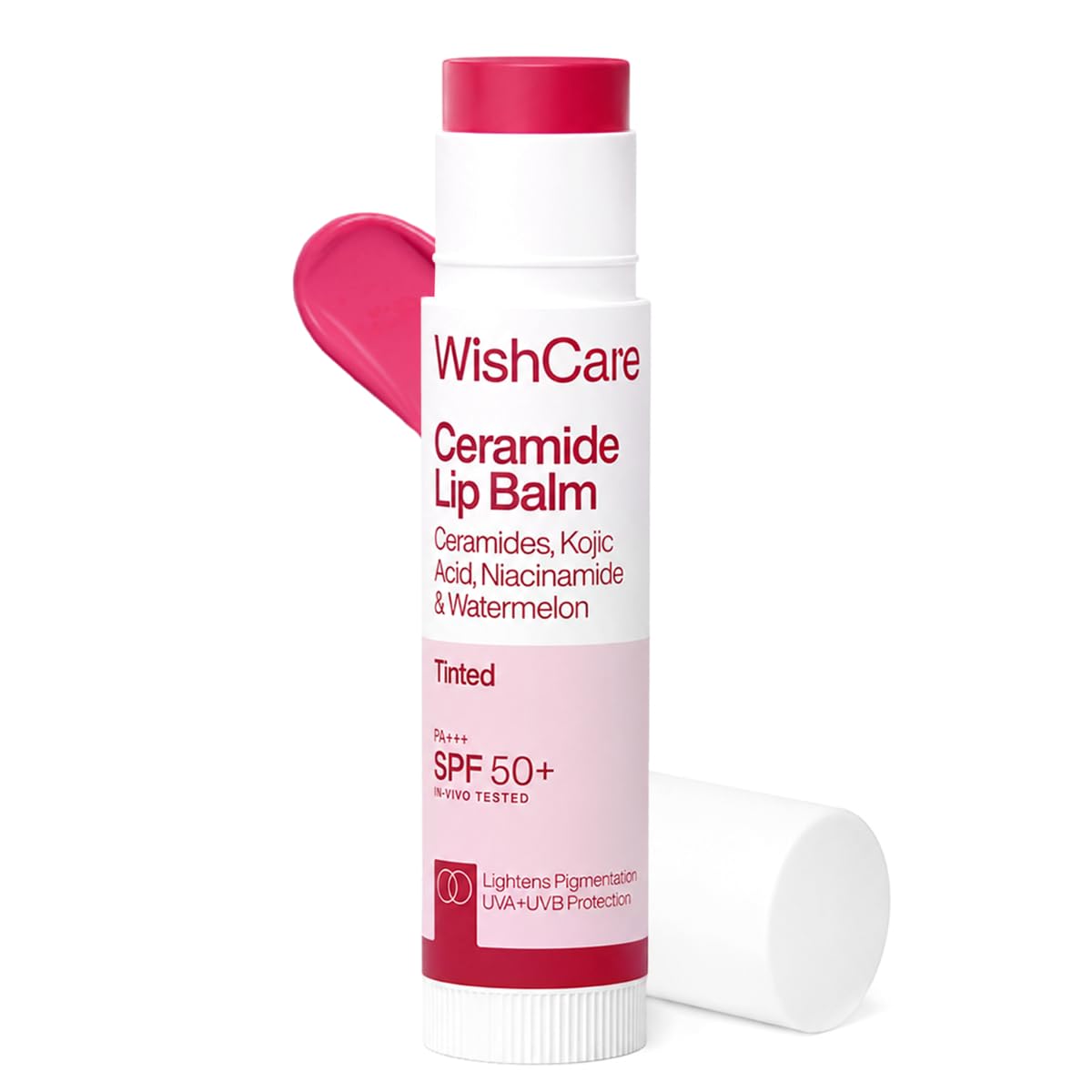 WishCare Tinted Ceramide Lip Balm with SPF50 PA+++ - Kojic Acid & Niacinamide - For Lip Lightening & Protection 5gm