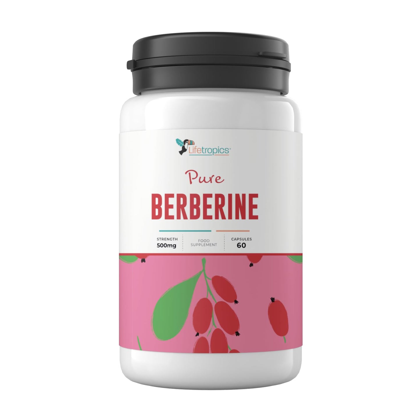 Lifetropics Pure Berberine - 500mg Berberine HCL Supplement - Lab Tested Authentic - Vegan Friendly - 60 Plant-Based Pullulan Capsules